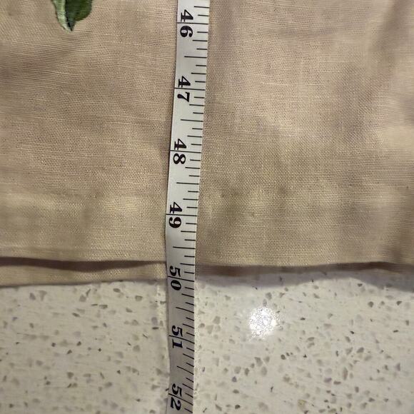 Vintage Beige Floral Embroidered Dress Maxi Sleeveless Size 12 Linen Elegant - Picture 9 of 9